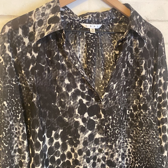 NWOT CAbi animal print sheer button down blouse - Picture 4 of 6